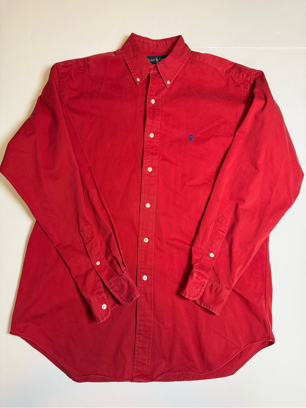 Polo Ralph Lauren Red Heavy Cotton Twill Oxford Long Sleeve Vintage Men’s M